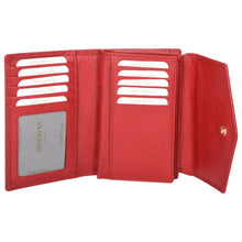 Load image into Gallery viewer, Sassora Premium Leather RFID Snap Closure Ladies Red Wallet