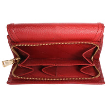 Load image into Gallery viewer, Sassora Premium Leather RFID Snap Closure Ladies Red Wallet