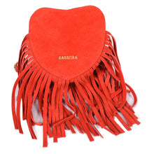 Load image into Gallery viewer, Sassora 100% Premium Leather Heart Shape Suede Small Sling Bag