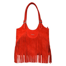 Load image into Gallery viewer, Sassora Premium Suede Leather Large Women Fringe Shoulder Bag