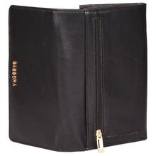 Load image into Gallery viewer, Sassora Genuine Leather Medium Black RFID Protected Women Purse