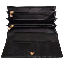 Load image into Gallery viewer, Sassora Genuine Leather Medium Black RFID Protected Women Purse