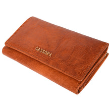 Load image into Gallery viewer, Sassora Genuine Leather Medium Brown RFID Protected Women Wallet
