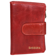 Load image into Gallery viewer, Sassora Genuine Leather Medium Red RFID Protected Women Wallet