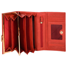 Load image into Gallery viewer, Sassora Genuine Leather Medium Size Red RFID Protected Women Purse