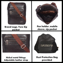 Load image into Gallery viewer, Sassora Genuine Leather Unisex Sling Crossbody Bag – Everyday Travel Companion