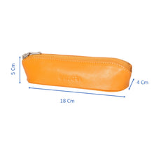 Load image into Gallery viewer, Sassora Genuine Leather Yellow Pen and Pencil Case
