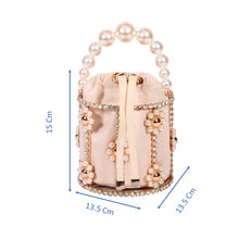 Load image into Gallery viewer, Sassora Suede Leather with Stone & Pearl Gold Polish Frame Party Clutch