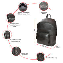 Load image into Gallery viewer, Sassora Genuine Leather Medium Unisex Backpack – Elegant & Functional
