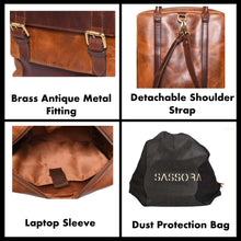 Load image into Gallery viewer, Sassora Premium Genuine Leather Unisex Laptop Backpack