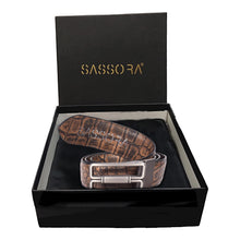 Load image into Gallery viewer, Sassora Premium Leather Animal Texture Men's Reversible Buckle Belt