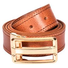 Load image into Gallery viewer, Sassora Premium Genuine Leather Men's Belt – Slim Fit with Gold Buckle, Adjustable Formal & Casual Belt