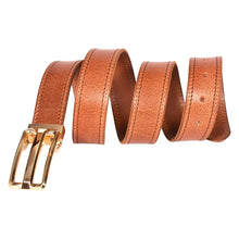 Load image into Gallery viewer, Sassora Premium Genuine Leather Men's Belt – Slim Fit with Gold Buckle, Adjustable Formal & Casual Belt