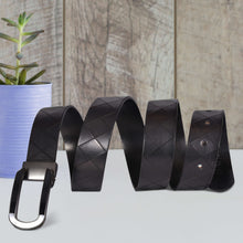 Load image into Gallery viewer, Sassora Premium Genuine Leather Men's Belt – Party Wear with Cutwork Design & Black Metal Buckle