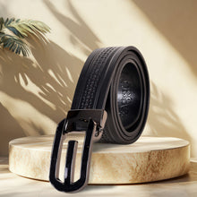 Load image into Gallery viewer, Sassora Premium Genuine Leather Belt – Embossed Design with High-Black Buckle