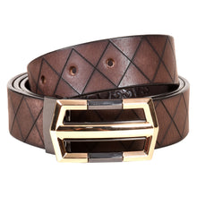 Load image into Gallery viewer, Sassora Premium Genuine Leather Belt – Gold & Black Polish Buckle with Cutwork Design