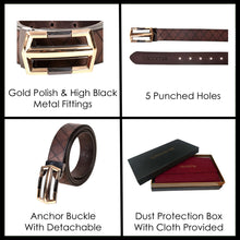 Load image into Gallery viewer, Sassora Premium Genuine Leather Belt – Gold & Black Polish Buckle with Cutwork Design