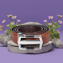 Load image into Gallery viewer, Sassora Premium Genuine Leather Belt with Detachable Anchor Buckle & Checkered Embossed Design