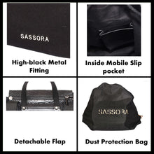 Load image into Gallery viewer, Sassora Genuine Leather and Canvas Unisex Backpack