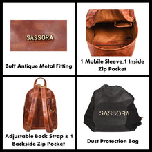 Load image into Gallery viewer, Sassora Premium Leather Backpack For Men & Women