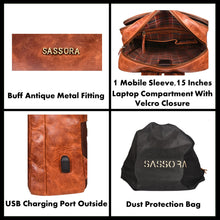 Load image into Gallery viewer, Sassora Premium Leather Unisex Backpack For Everyday Use