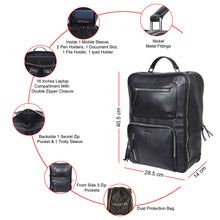 Load image into Gallery viewer, Sassora Premium Leather Men's Laptop Travel Backpack