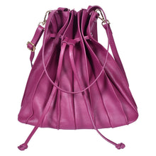 Load image into Gallery viewer, Sassora Premium Leather Bucket Bag – Drawstring, Gold Fittings, Adjustable Sling