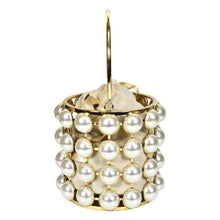 Load image into Gallery viewer, Sassora Gold Pearl Cage Bucket Bag with Drawstring Pouch & Detachable Chain