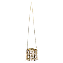 Load image into Gallery viewer, Sassora Gold Pearl Cage Bucket Bag with Drawstring Pouch & Detachable Chain