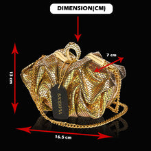 Load image into Gallery viewer, Sassora Genuine Leather Golden Color Party Clutch