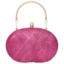 Load image into Gallery viewer, Sassora Pure Leather With Gold Polish Metal Frame Party Clutch