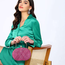 Load image into Gallery viewer, Sassora Pure Leather With Gold Polish Metal Frame Party Clutch