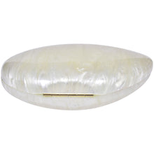 Load image into Gallery viewer, Sassora Pearl Oval Acrylic Clutch with Gold Pebble Clasp & Detachable Chain