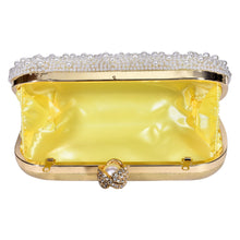 Load image into Gallery viewer, Sassora Pearl Embellished Frame Clutch with Ring Handle & Detachable Chain