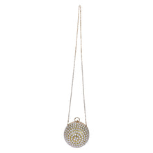 Load image into Gallery viewer, Sassora Pearl Sphere Rhinestone Clutch with Bead Handle & Detachable Chain