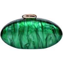 Load image into Gallery viewer, Sassora Marble Print Oval Acrylic Frame Clutch for Women with Detachable Chain Strap
