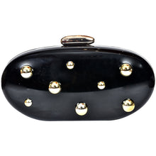 Load image into Gallery viewer, Sassora Acrylic Studded Frame Clutch with Detachable Chain Strap