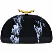 Load image into Gallery viewer, Sassora Marble Print Acrylic Frame Clutch Bag with Detachable Chain Strap