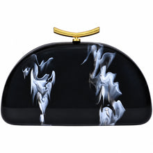 Load image into Gallery viewer, Sassora Marble Print Acrylic Frame Clutch Bag with Detachable Chain Strap