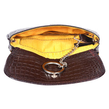 Load image into Gallery viewer, Sassora Rosa Women’s Textured Leather Coin & Key Pouch with Zipper – Dark Brown