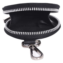 Load image into Gallery viewer, Sassora Round Genuine Leather Coin & Jewelry Pouch – With Zip Closure & Doghook