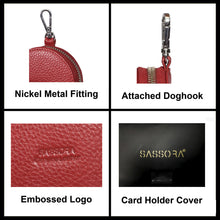 Load image into Gallery viewer, Sassora Premium Leather Women Round Shape Small accessories Pouch