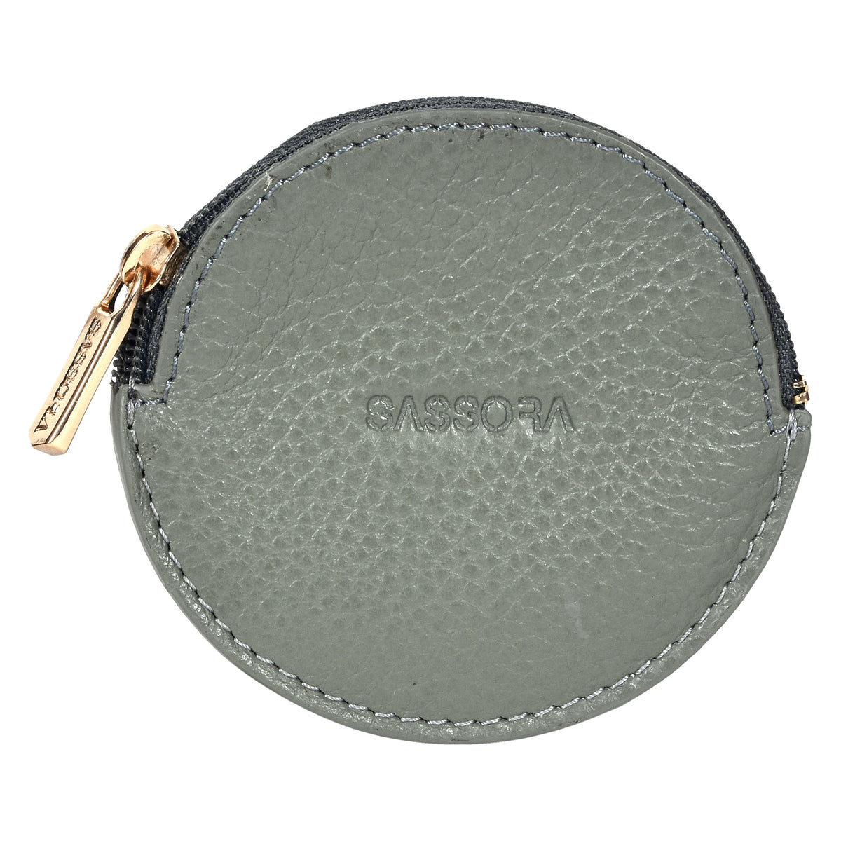 Sassora Genuine Leather Coin Pouch with Zipper Closure