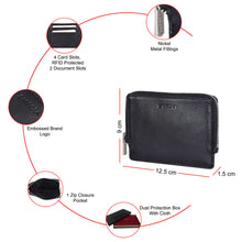 Load image into Gallery viewer, Sassora Premium Leather Zip Closure Unisex Travel Card Holder Pouch