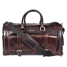 Load image into Gallery viewer, SASSORA Genuine Leather Travel Duffle Bag with Shoe Compartment