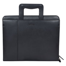 Load image into Gallery viewer, Sassora Black leather briefcase with handle on a white background