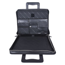 Load image into Gallery viewer, Sassora Black leather briefcase with multiple compartments on a white background