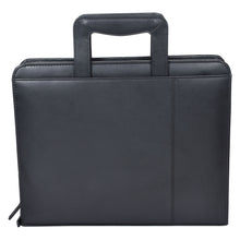 Load image into Gallery viewer, Sassora Black leather briefcase on a white background