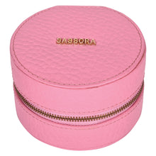 Load image into Gallery viewer, Sassora Premium Genuine Leather Circular Travel Jewelry Box Organizer
