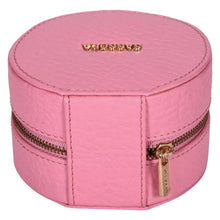 Load image into Gallery viewer, Sassora Premium Genuine Leather Circular Travel Jewelry Box Organizer